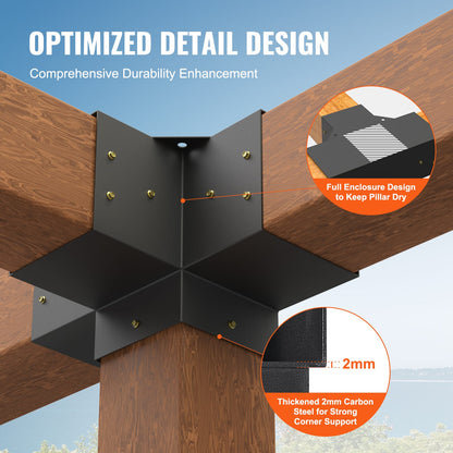 Heavy Duty Pergola Brackets 6x6 - Carbon Steel Corner Post Supports