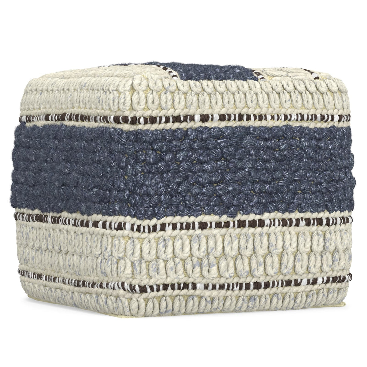 Blue Fabric Square Pouf - 18" Wide Footstool