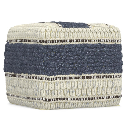 Blue Fabric Square Pouf - 18" Wide Footstool