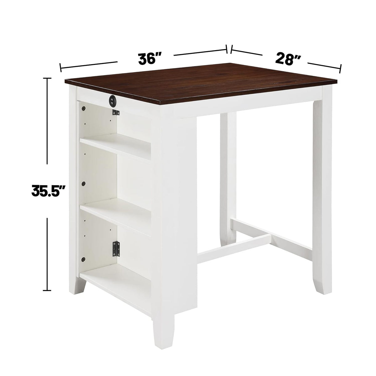 2-Person Rectangular Dining Table with White MDF for Dining Room