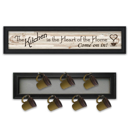 Black Kitchen Mug Rack - 2 Piece Vignette Wall Art
