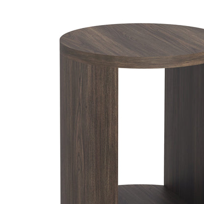 Walnut MDF End Table with Storage Compartment for Living Room