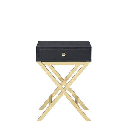 Black Metal Accent Table with Drawer for Bedroom Storage for Living Room