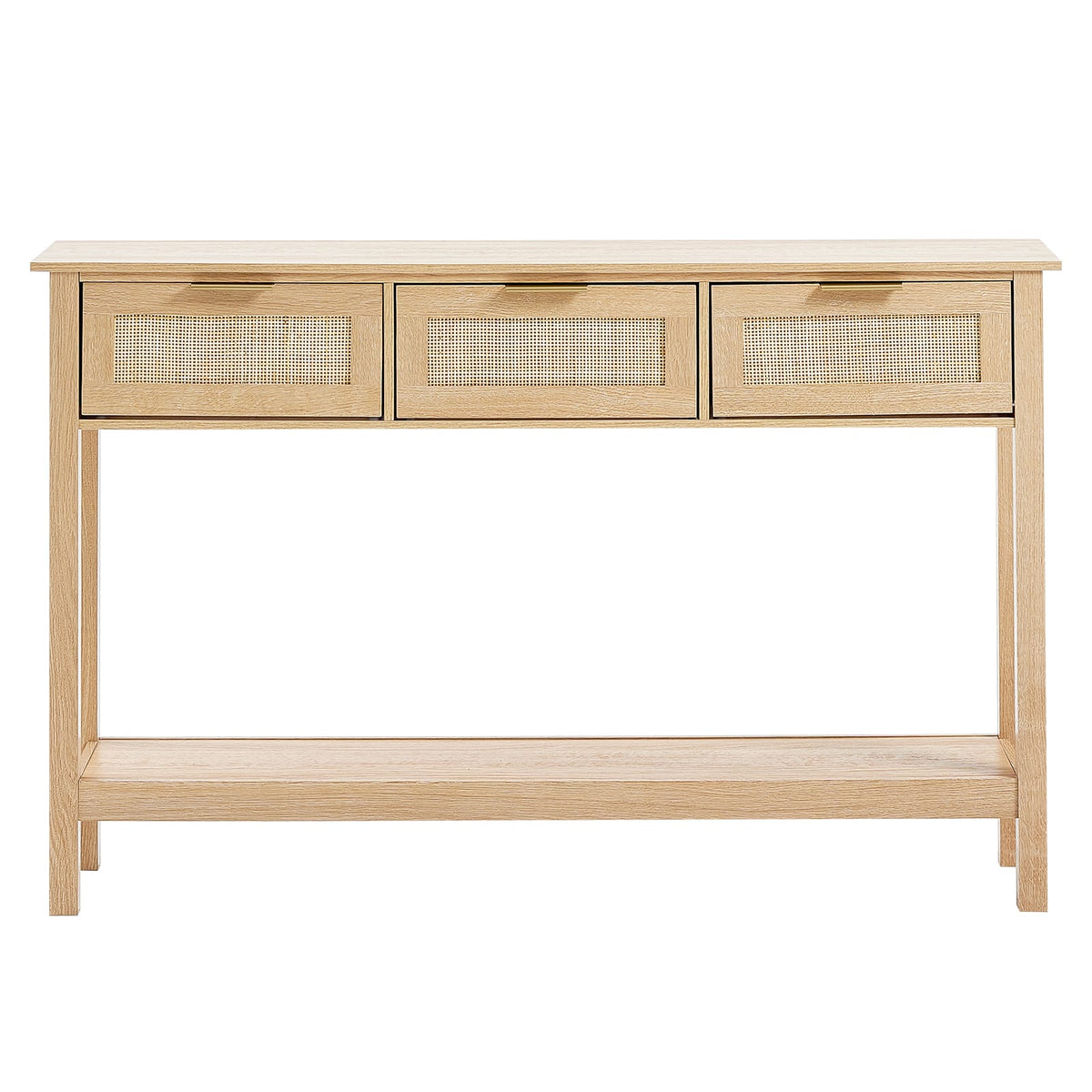 Rattan Console Table with 3 Drawers - Entryway, Living Room