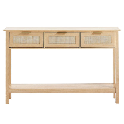 Rattan Console Table with 3 Drawers - Entryway, Living Room