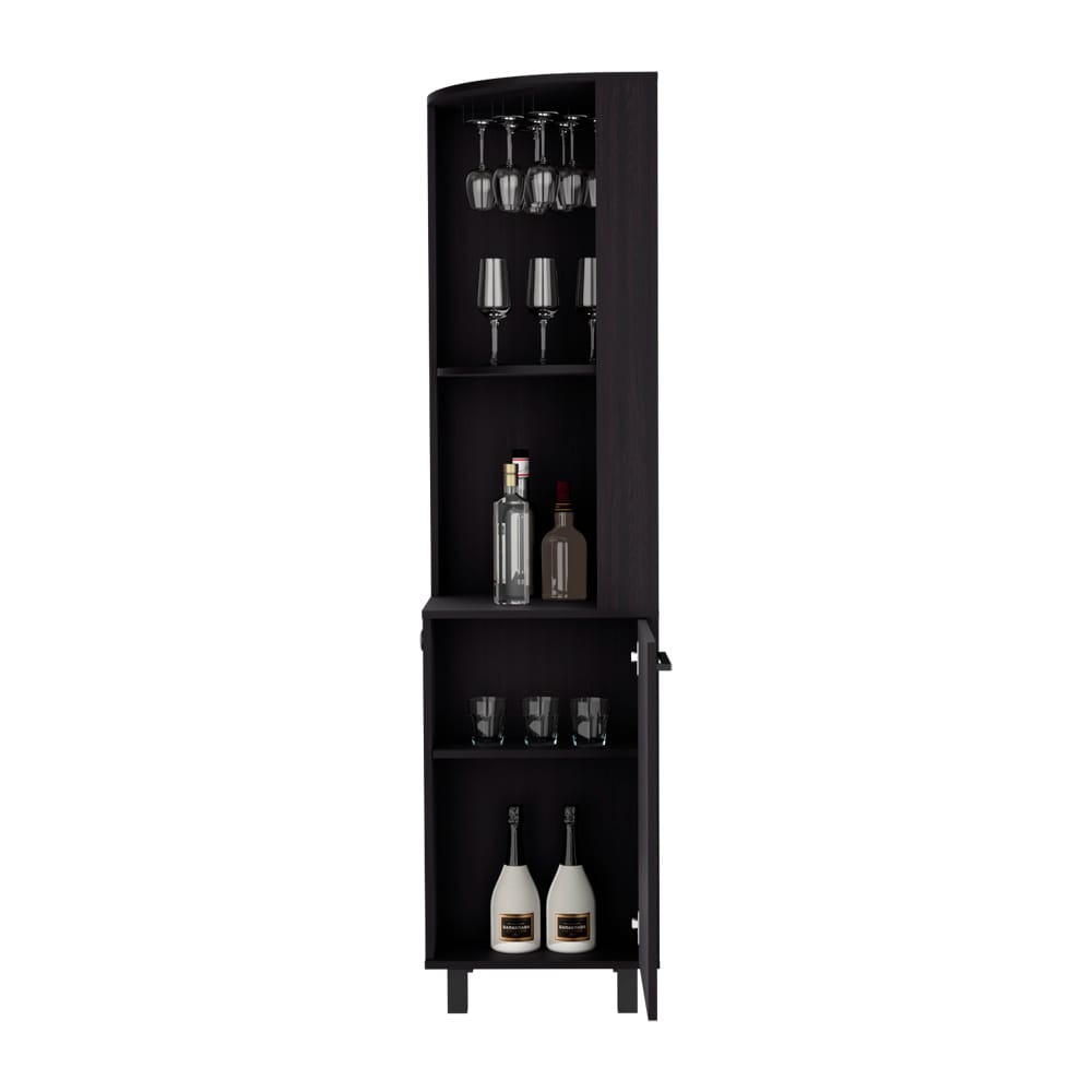 Black Corner Bar Cabinet - 17.7" W x 70.7" H for Living Room