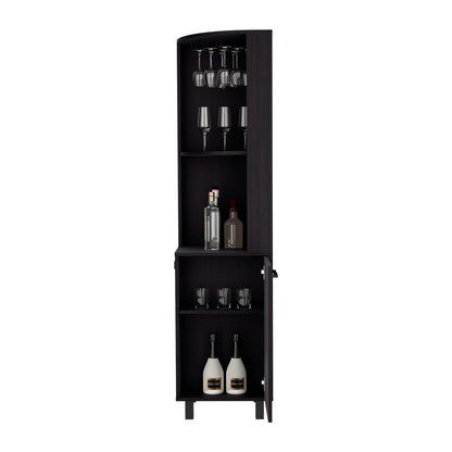 Black Corner Bar Cabinet - 17.7" W x 70.7" H for Living Room