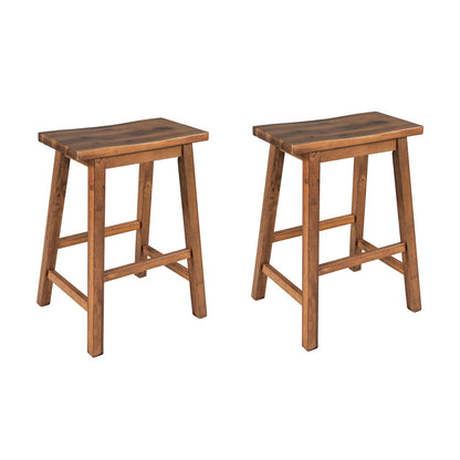 Walnut Farmhouse Dining Stools - 2 Piece Set for Dining Room
