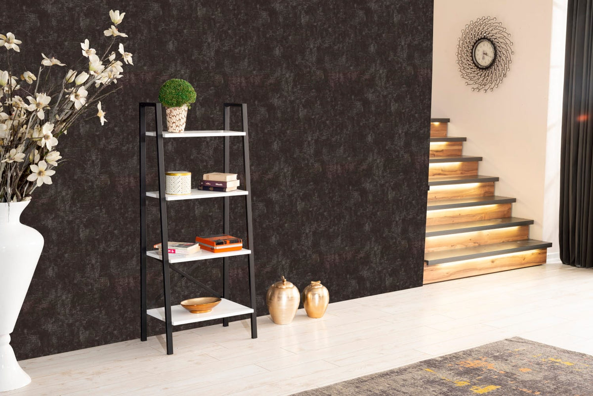 Leon 5 Tier Bookshelf - White Solid Wood Display Shelf