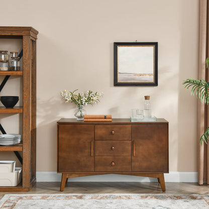 47.3" Walnut MDF Sideboard Buffet Cabinet Storage