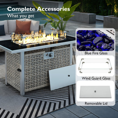K&K 43" Propane Fire Pit Table - Grey Outdoor Heating