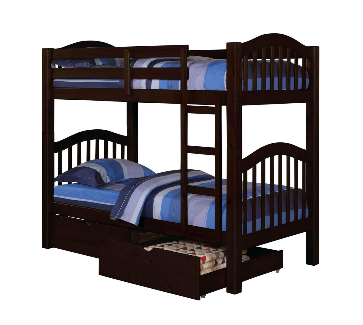 Espresso Twin Over Twin Bunk Bed for Bedrooms