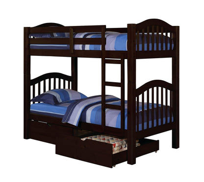 Espresso Twin Over Twin Bunk Bed for Bedrooms