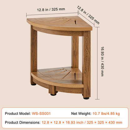Teak Corner Shower Bench - Waterproof & Durable Storage Stool