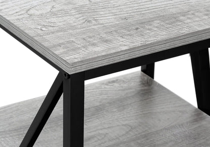 3-Tier Grey Accent Table - Metal & Storage
