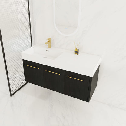 47 Inch Black Chestnut Bathroom Vanity - Storage Sink