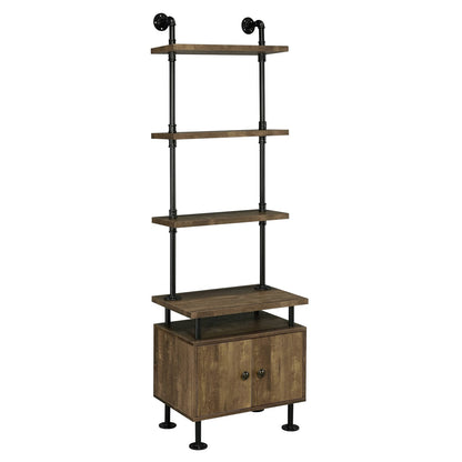 Black and Brown Wood Metal Three Tier Storage Shelf for Display for Living Room