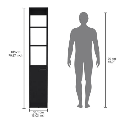 Black Bathroom Storage Cabinet - 6 Shelves, Freestanding Tall Cabinet
