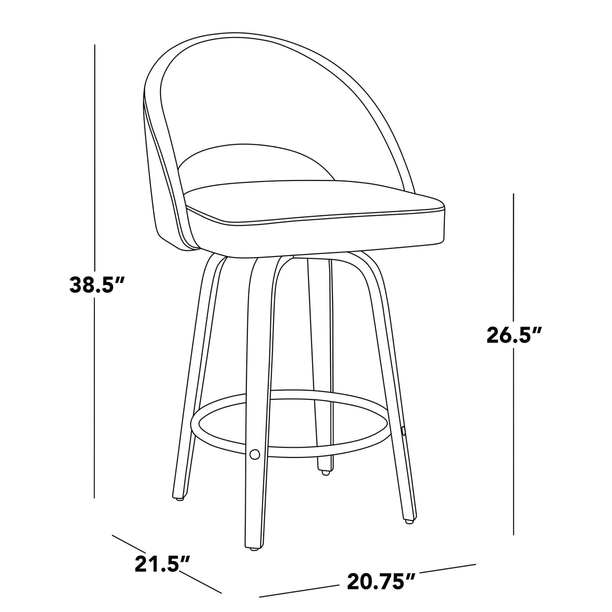 White Counter Stools - 2 Mid-Century Dining Stools with PU Leather