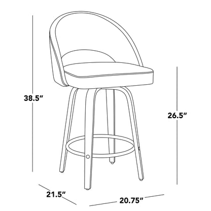 White Counter Stools - 2 Mid-Century Dining Stools with PU Leather