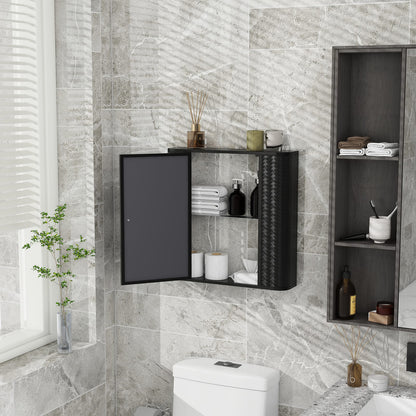 Antique Black Wall Mounted Bathroom Cabinet with Mirror