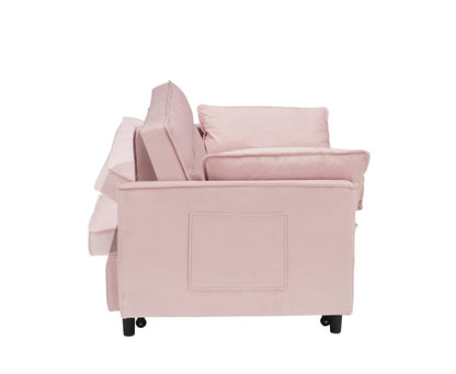 Pink Velvet 2 Seat Sofa Bed - Convertible Sleep Sofa for Living Room