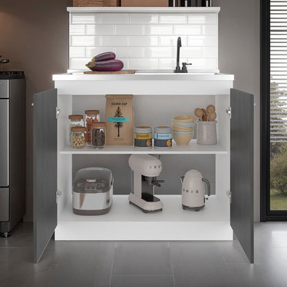 White Oak Double Door Kitchen Storage Cabinet for Sinks