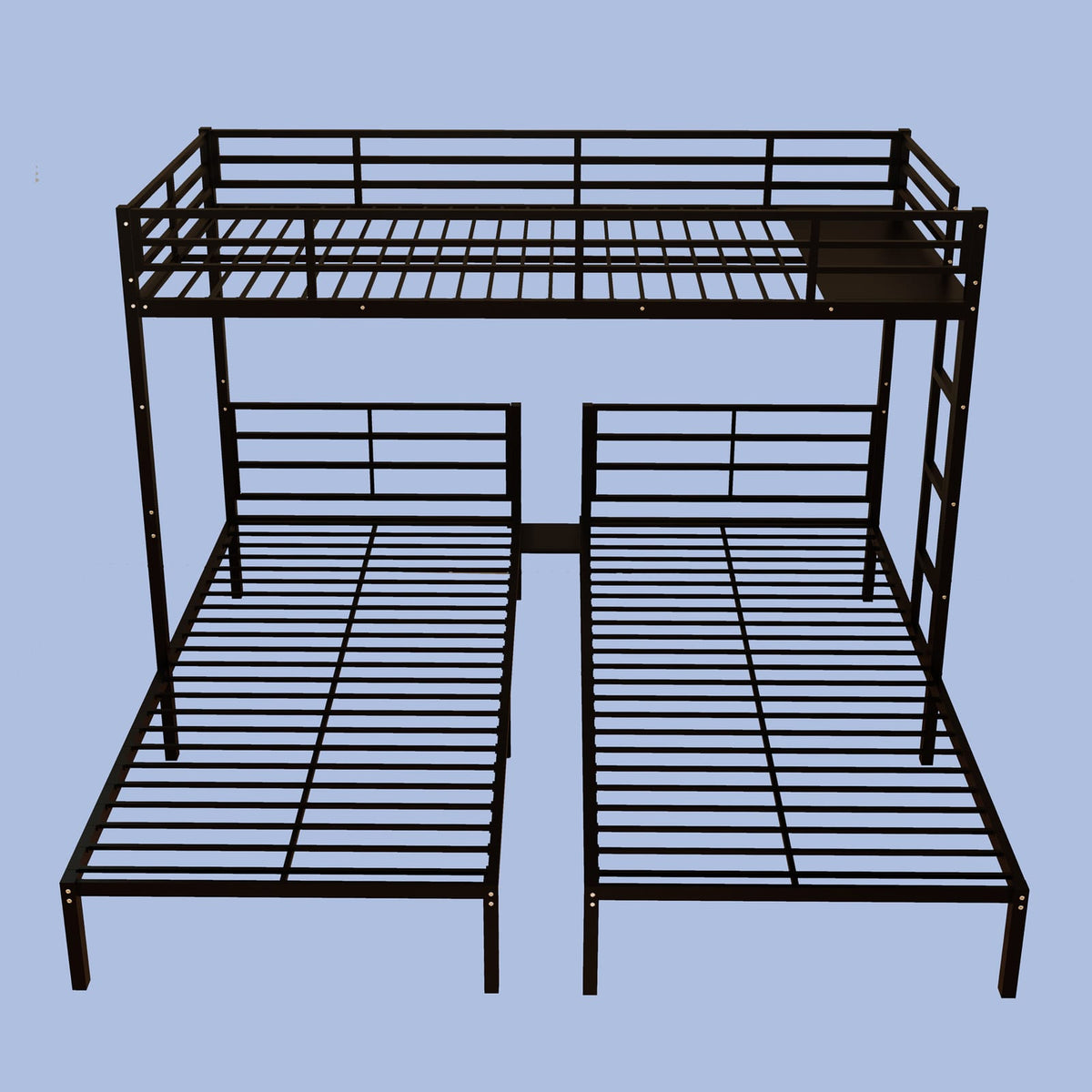 Twin Over Twin Over Twin Bunk Bed - Black Metal Frame for Bedroom
