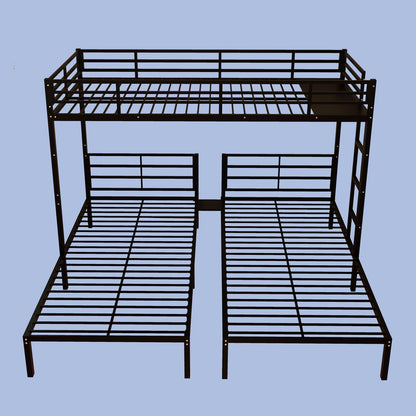 Twin Over Twin Over Twin Bunk Bed - Black Metal Frame for Bedroom