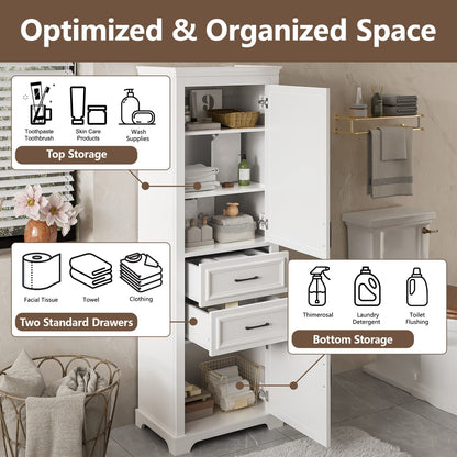 2-Drawer White Bathroom Vanity - Freestanding Storage