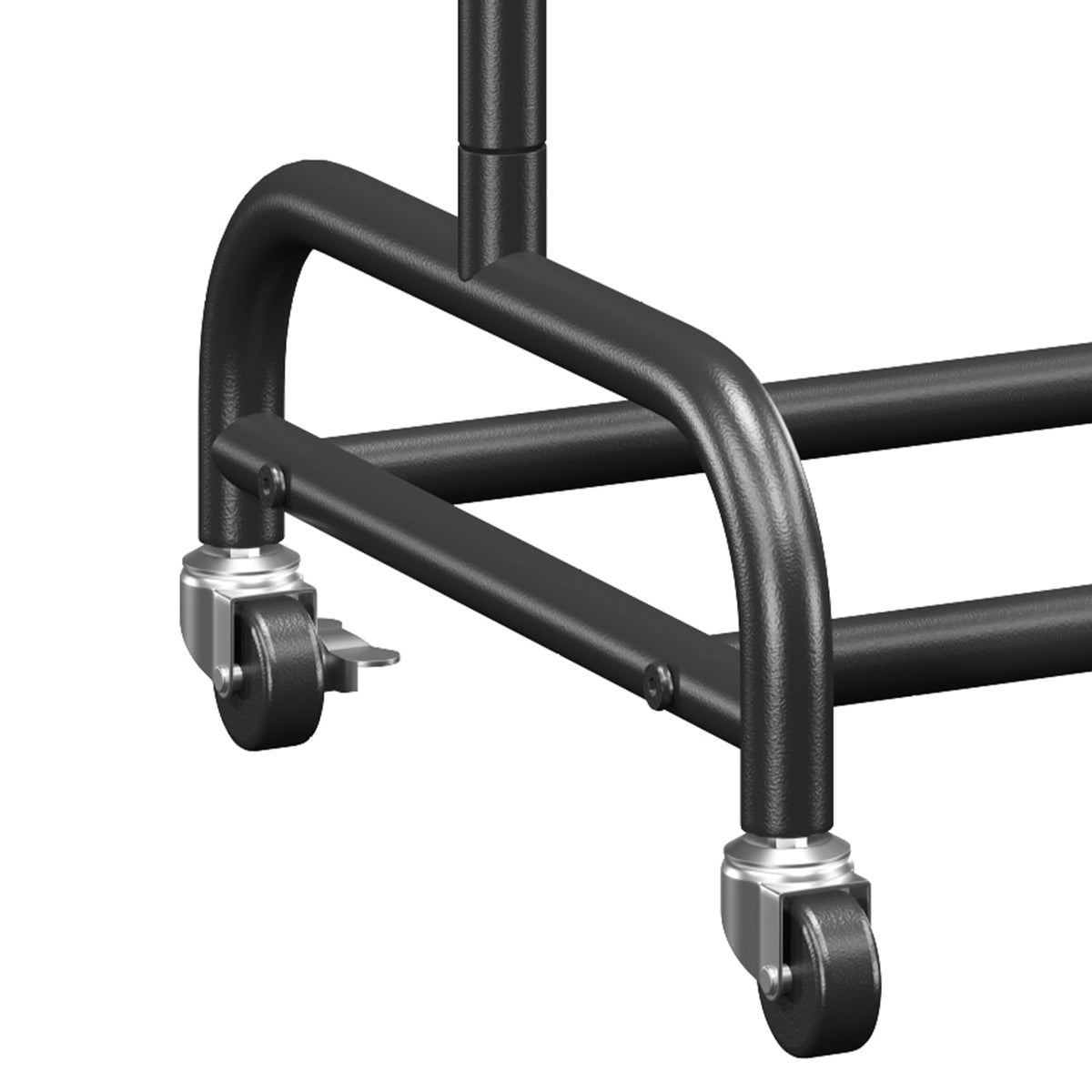 Black Carbon Steel Rolling Coat Rack - 77" Tall