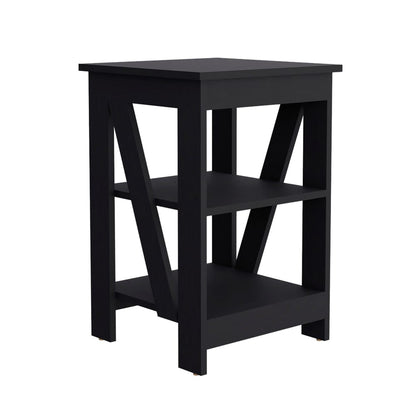 Black Engineered Wood Side Table - 15.7" x 15.7" for Living Room