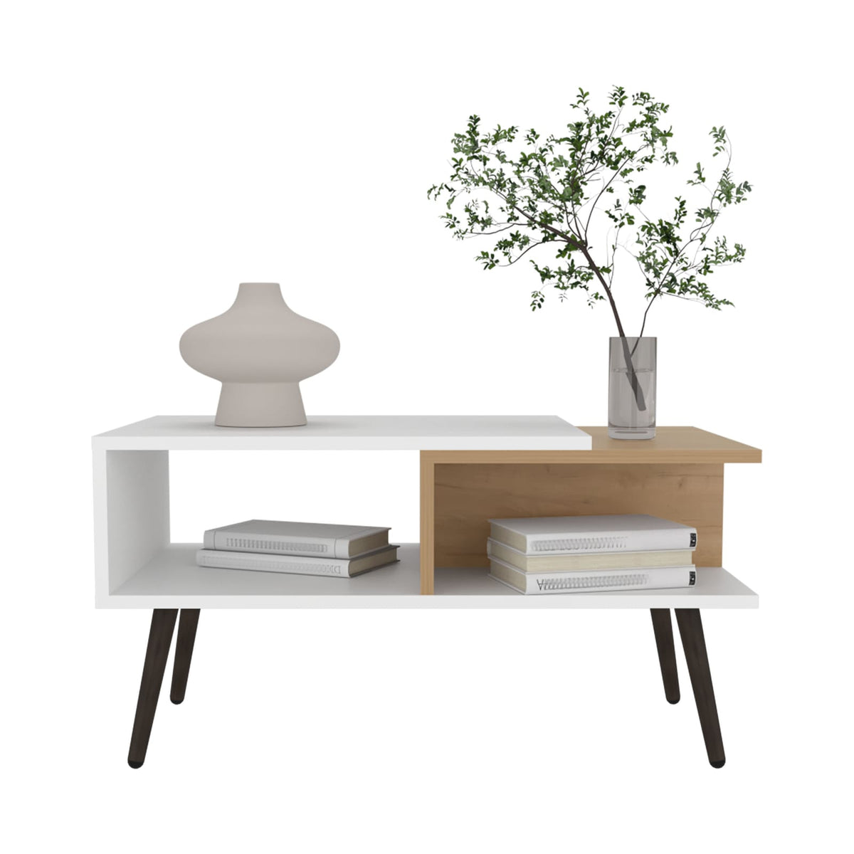Modern Engineered Wood Coffee Table with Natural Finish for Living Rooms