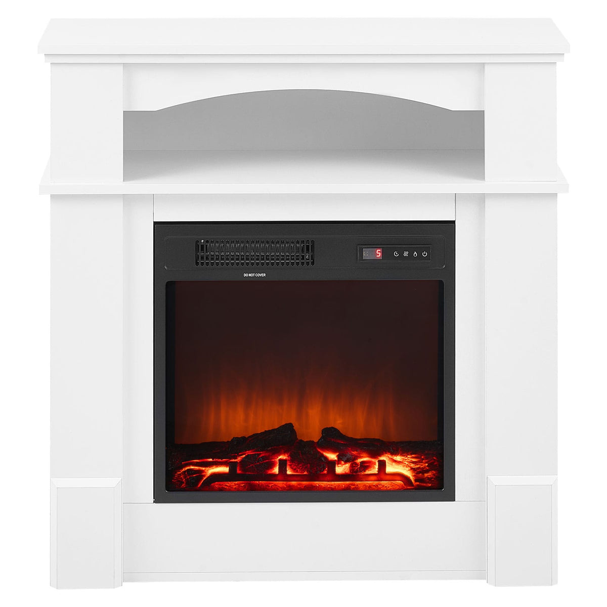 37 Inch Electric Fireplace Stove - Black White Steel