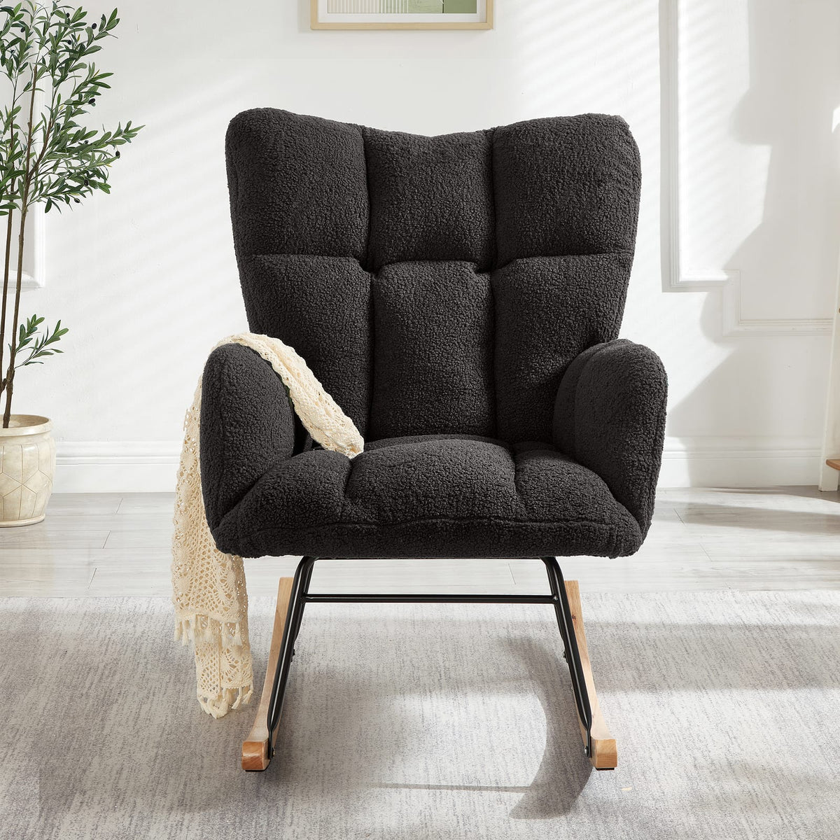 Dark Gray Teddy Rocking Chair - Perfect for Bedrooms