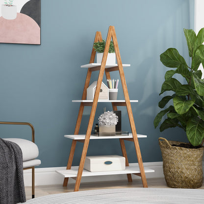 Solid Bamboo Oxford "A" Frame Ladder Bookshelf - White
