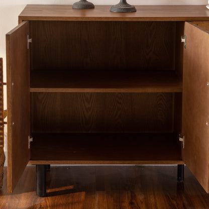 59.84" Gold-Toned 4-Door Sideboard Buffet - Solid Wood MDF Storage Console Table