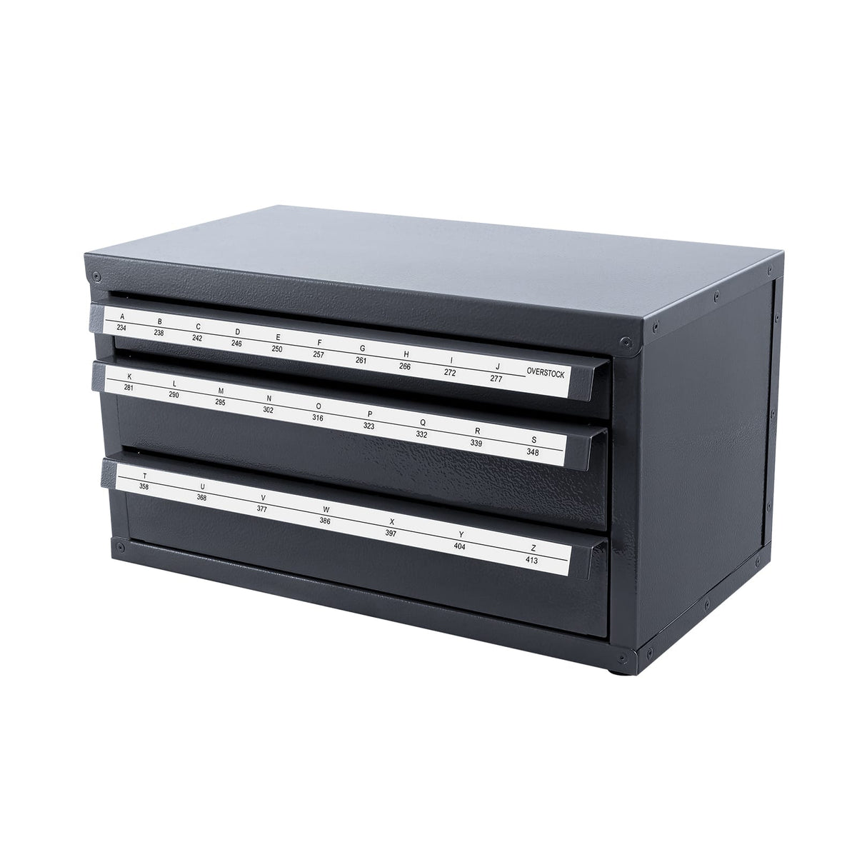 Drill Bit Dispenser Cabinet - 3 Drawers, Steel Organizer for A to Z Drill Bits