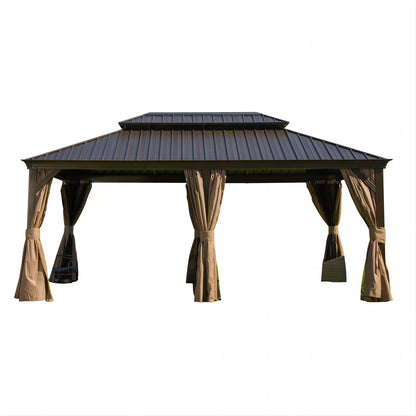 12'x18' Hardtop Gazebo - Brown Aluminum Frame Canopy