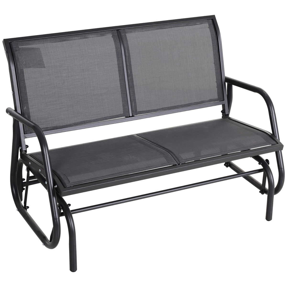 Outsunny 2-Person Outdoor Glider Bench - Grey Steel Frame