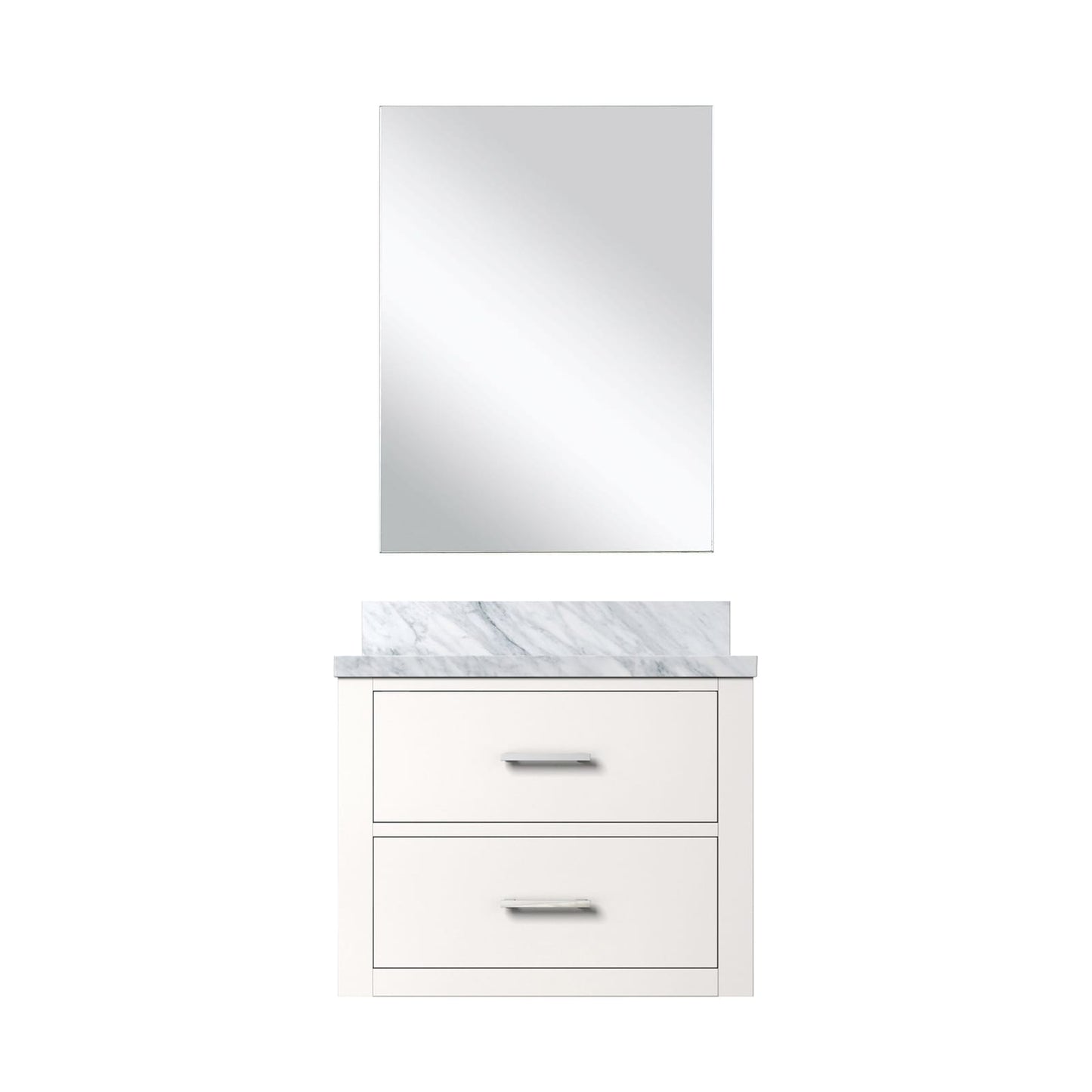 White Bathroom Vanity with Mirror - 24" W Storage Cabinet
