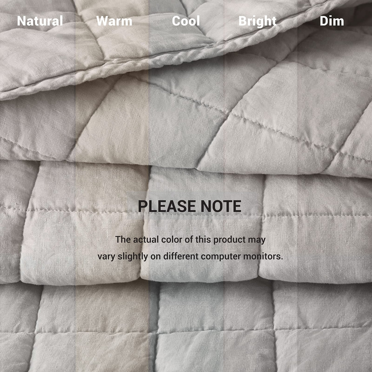 King Size Linen Quilt Set Gray for Bedrooms