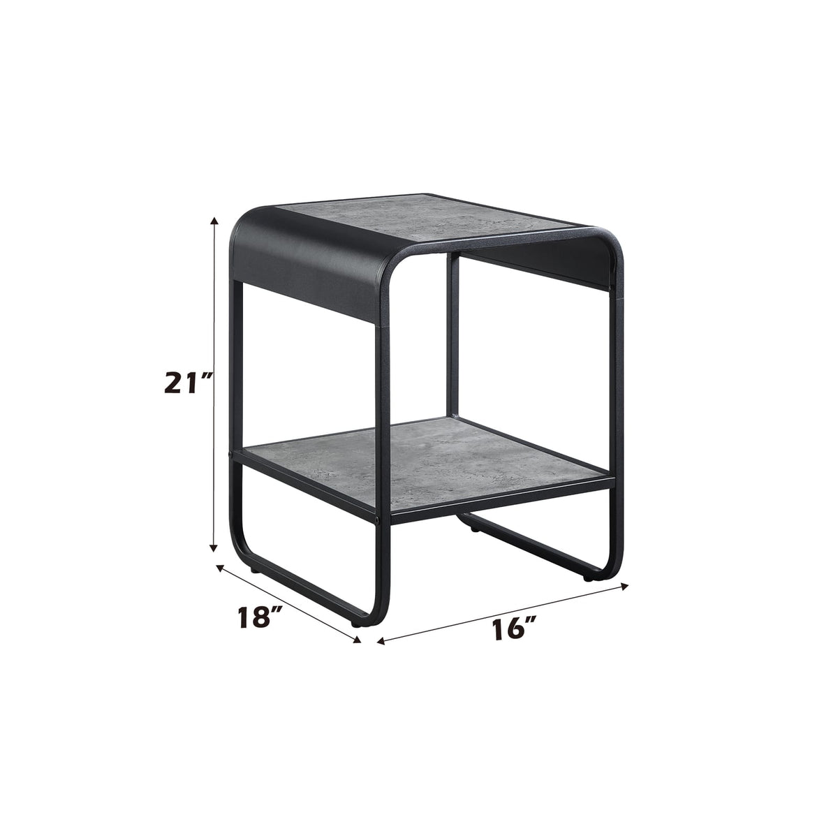 Black & Grey End Table with Storage - 18" x 16" for Living Room