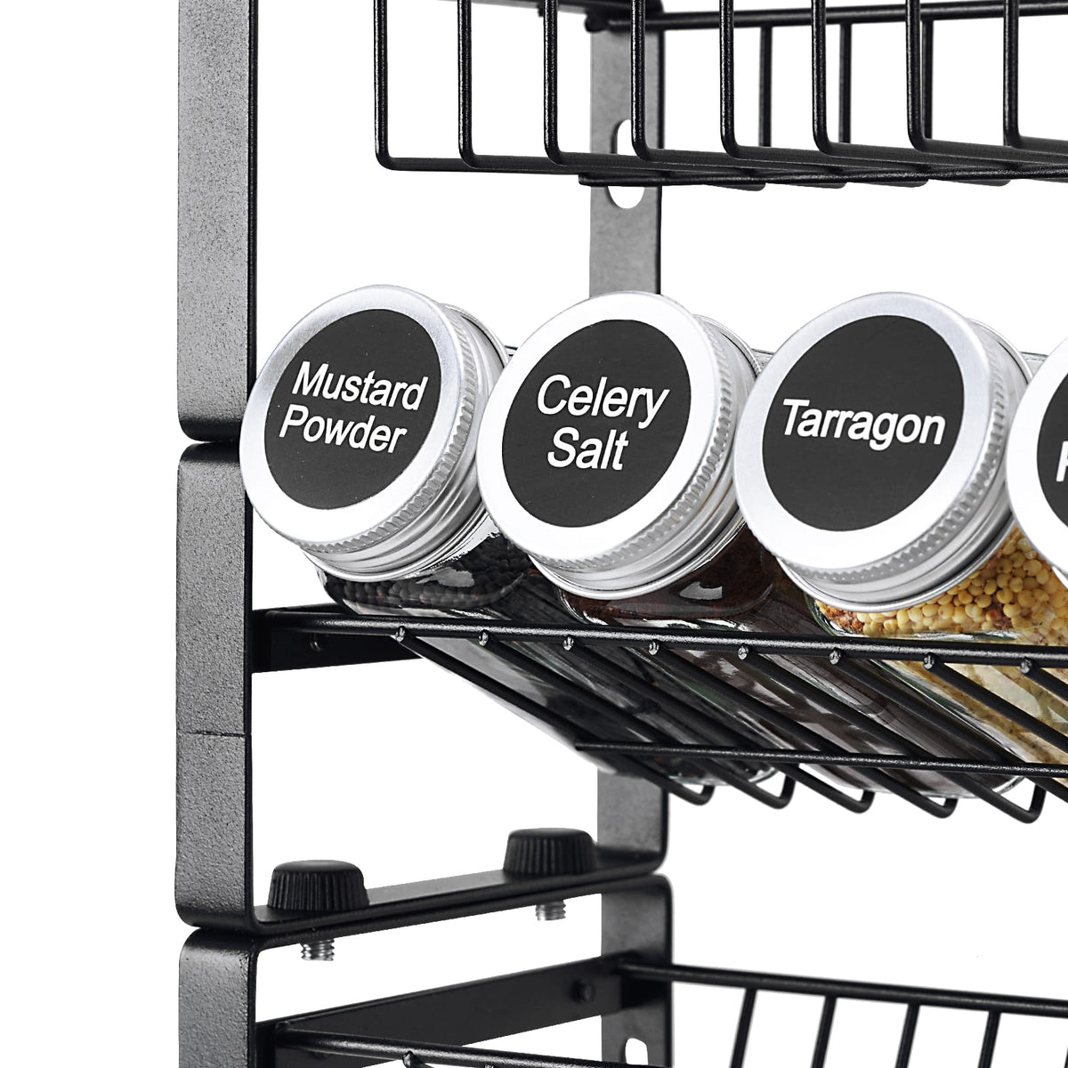 Black Iron Spice Rack Organizer - 3 Tier Kitchen Storage