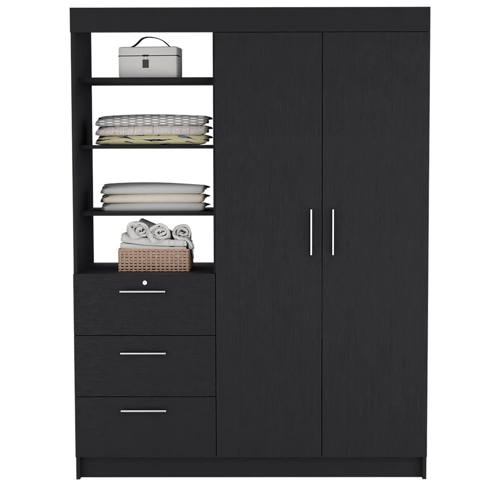 Black Armoire Rumanu - Bedroom Storage Dresser