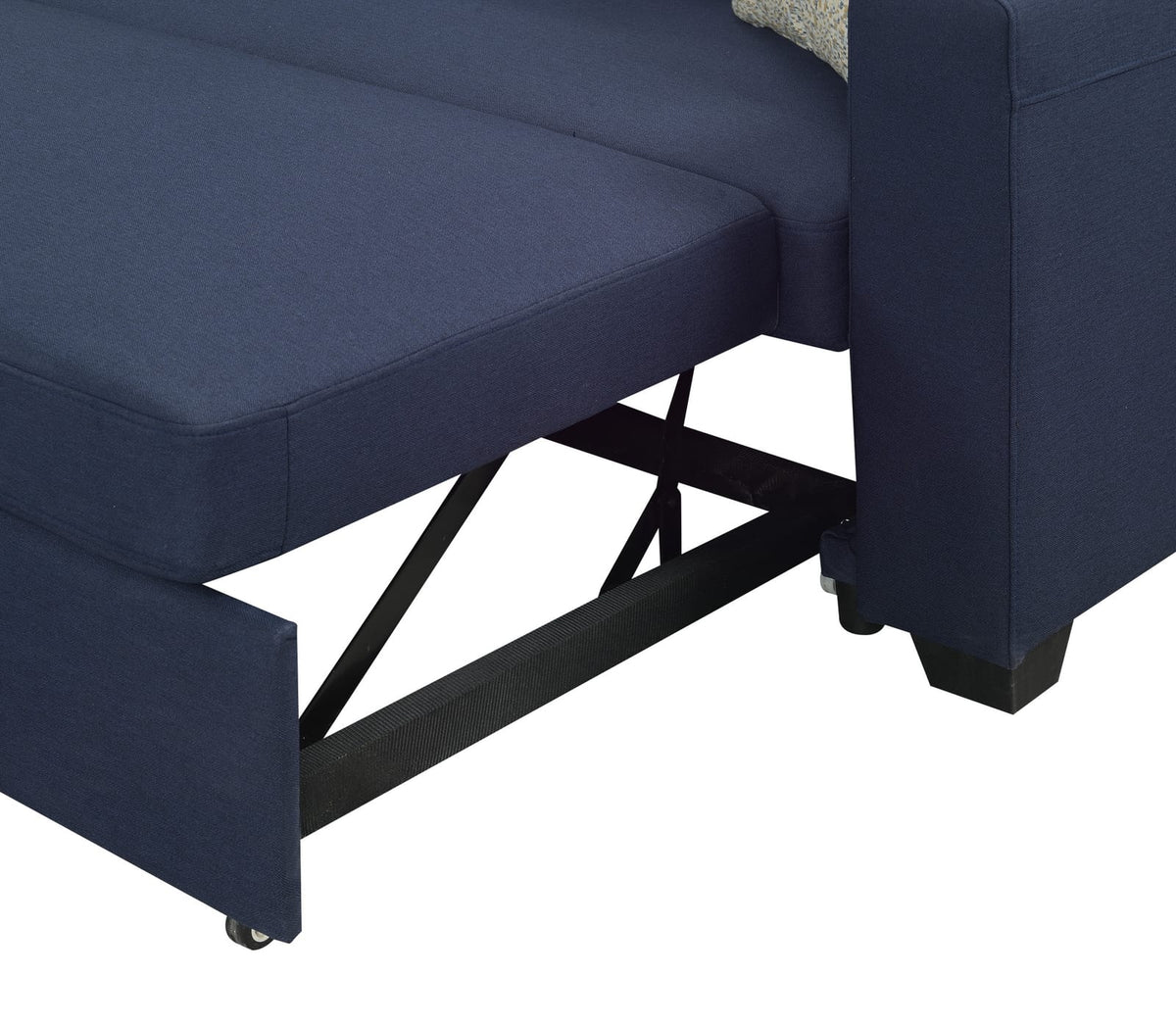 Navy L-Shaped Sectional Sofa with Sleeper & Storage for Living Room