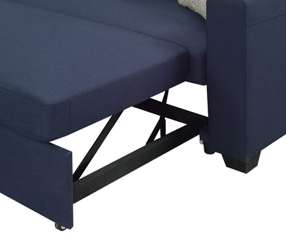 Navy L-Shaped Sectional Sofa with Sleeper & Storage for Living Room
