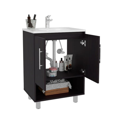 Black Bathroom Vanity with Storage - 17.9"W