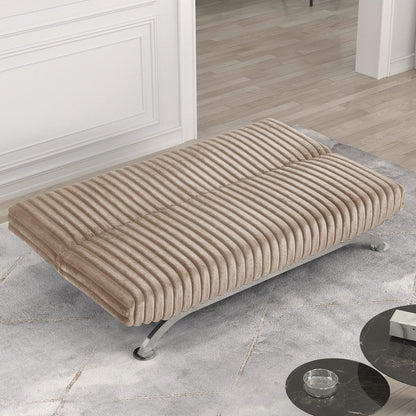 Taupe Engineered Wood Futon Sofa Converts to Bed for Living Room