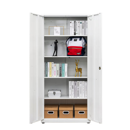 White Steel File Cabinet - 3-4 Shelf Storage for Office & Home